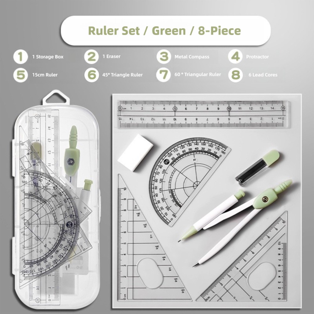 Ruler Set Transparent - 8 unids/set regla de plástico juego