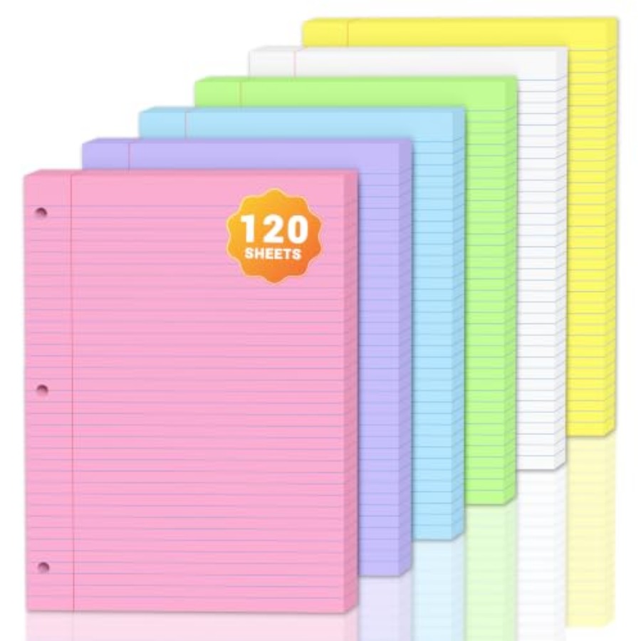 Paper Punch 3 Hole - 120 Hojas de Papel de Colores