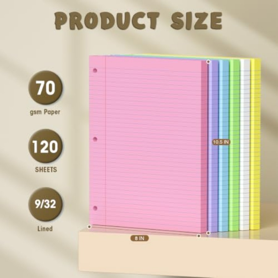 120 Hojas de Papel de Colores  - Paper Punch 3 Hole reseña y precio