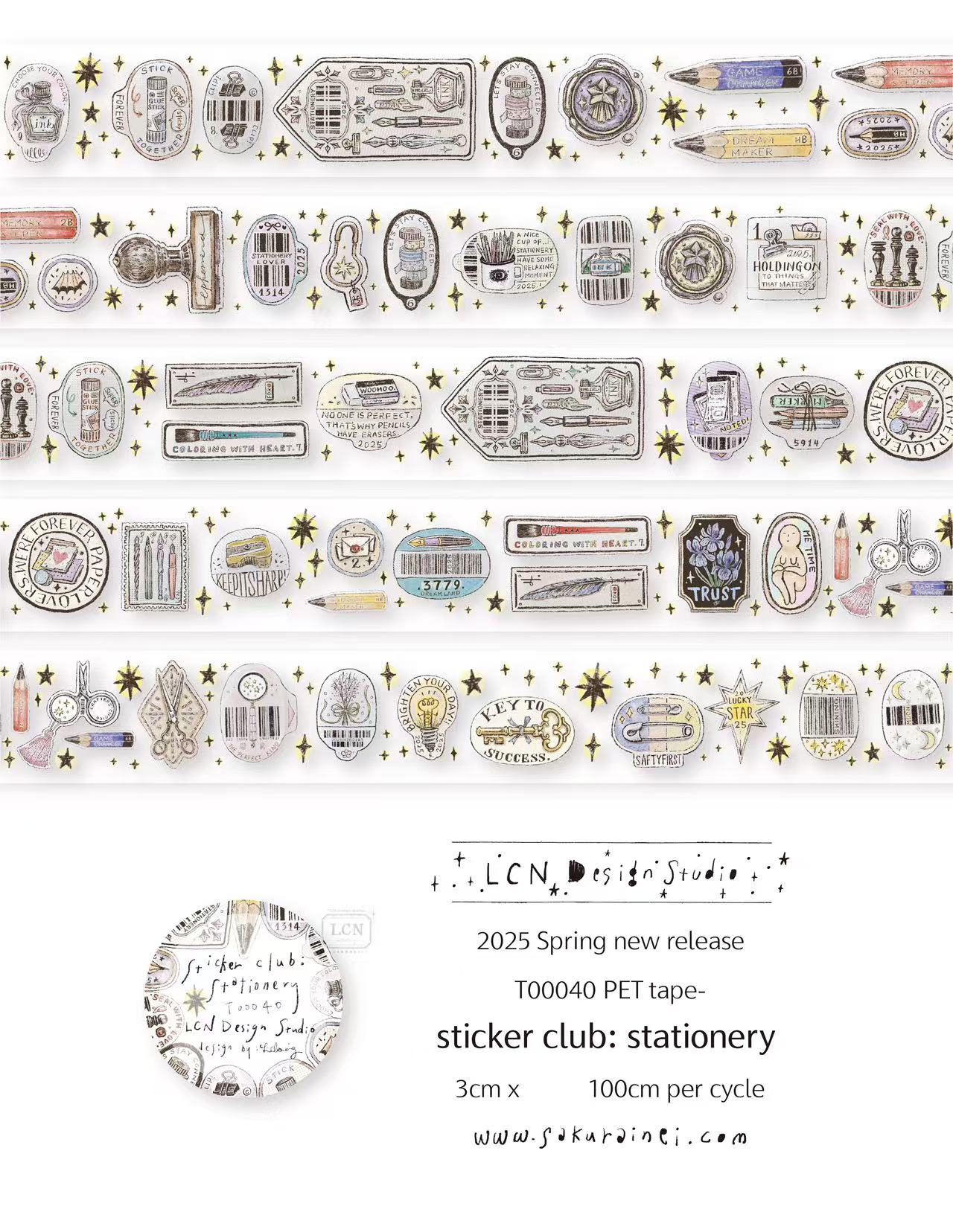 1 bucle LCN pegatina Vintage C - Washi Tape Set reseña y precio